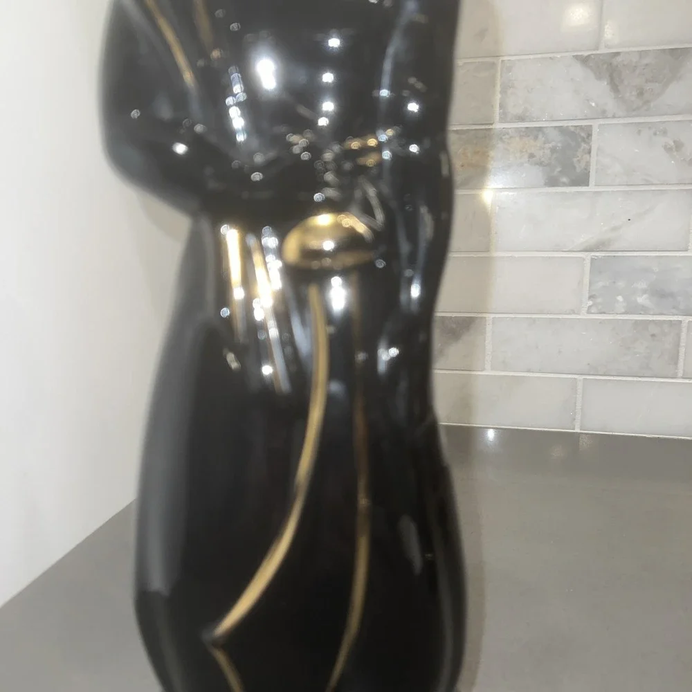 Vintage Eastern Style Man Woman Figurine Black Gold Accent Lot 3739